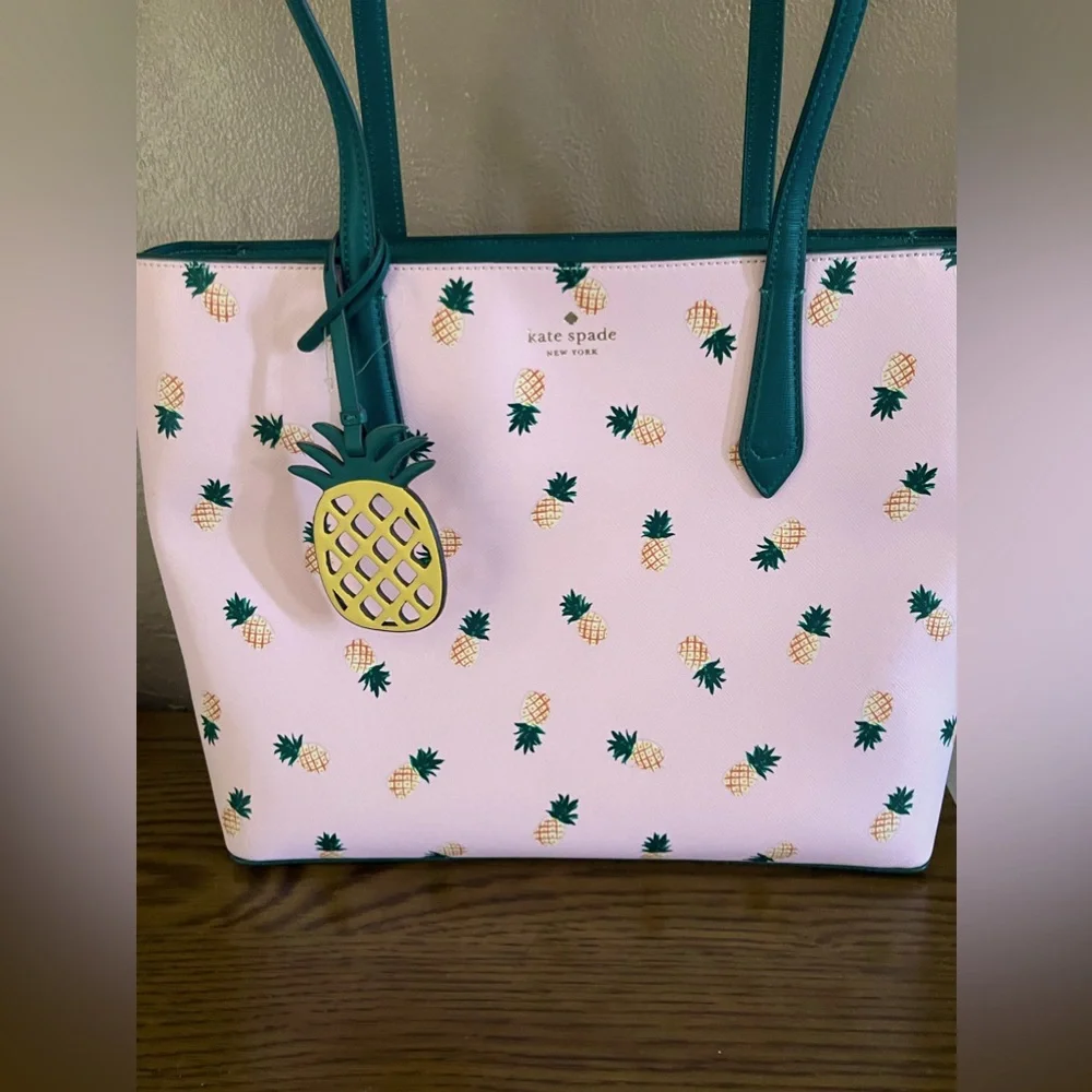 NWT: KATE SPADE NEW YORK Marlee Pineapple Tote Pink Multiple Color - Picture 3 of 11